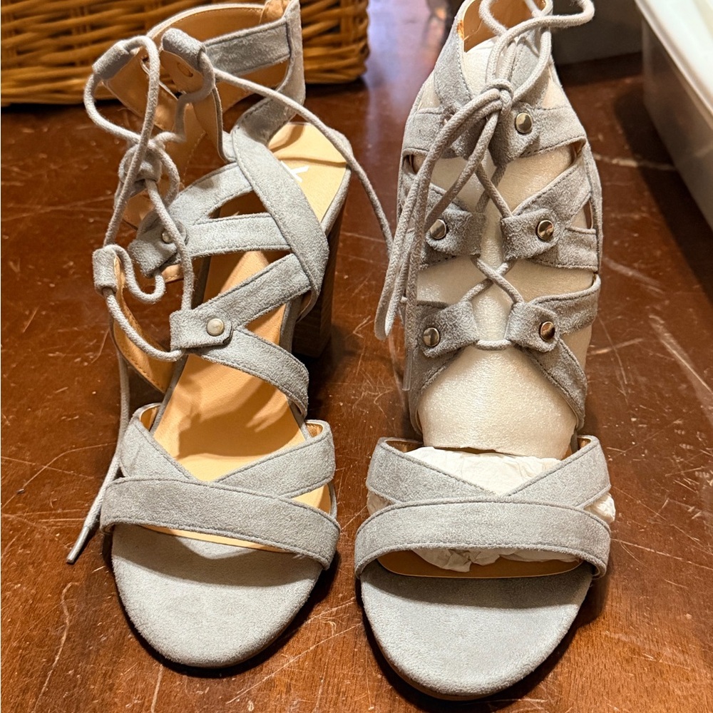 Gray Strappy Women's Sandals - Picture 1 of 6